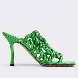 Bottega Veneta Stretch Sandal Reflection Woven Metallic Leather Mules - NWT